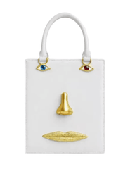 MAISON VERROU Celeste Face Leather Handbag in White