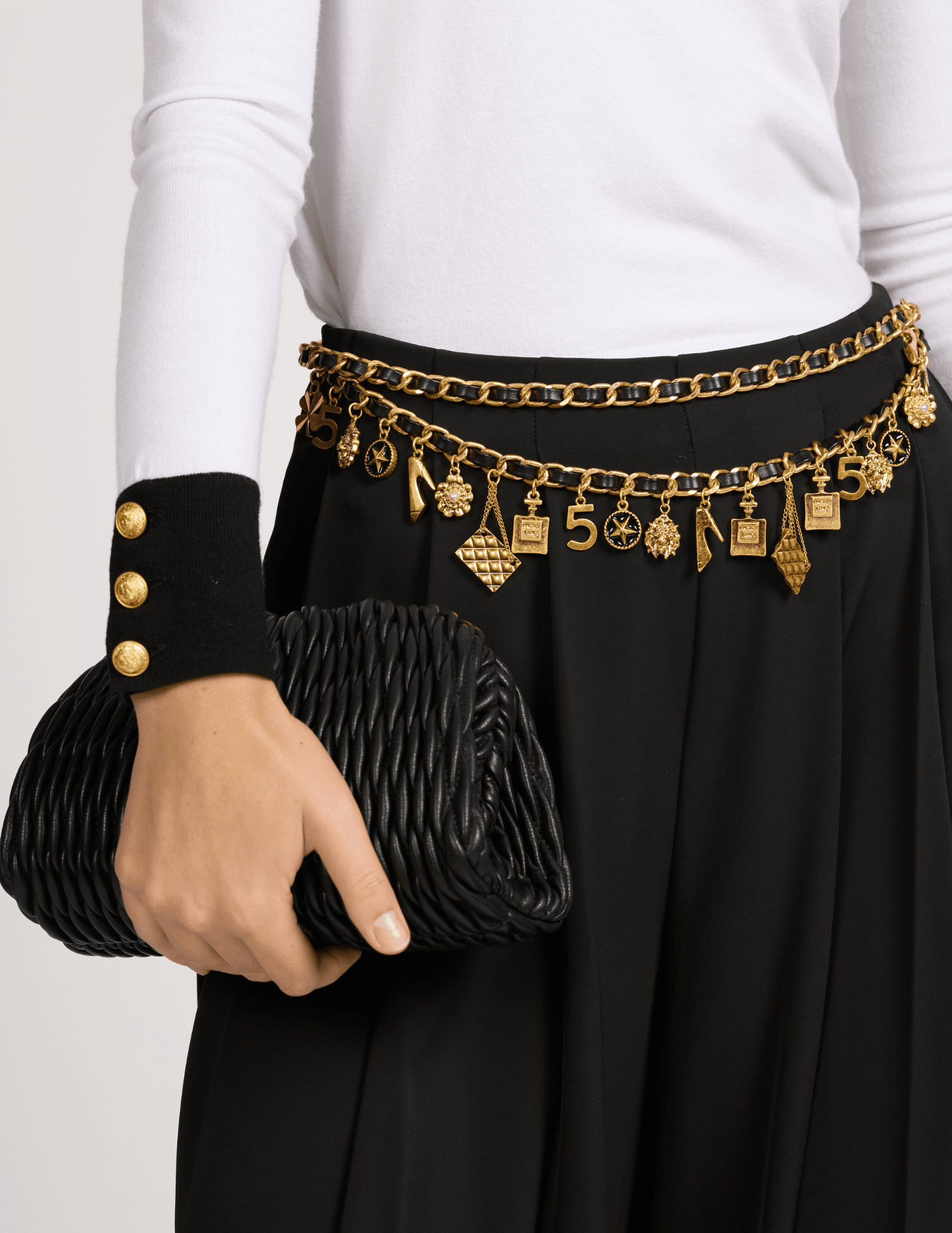 Fleur de Camélia - Fleur de Camélia  Leather Charm Chain Belt - Buy Online