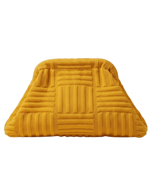 St. Barths La Robe Cabana Stripe Textured Clutch in Dandelion