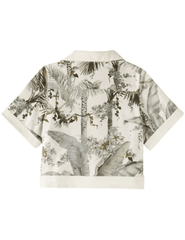 Back view of Zimmermann Wylie Kid's Relaxed Shirt – palm print cotton top