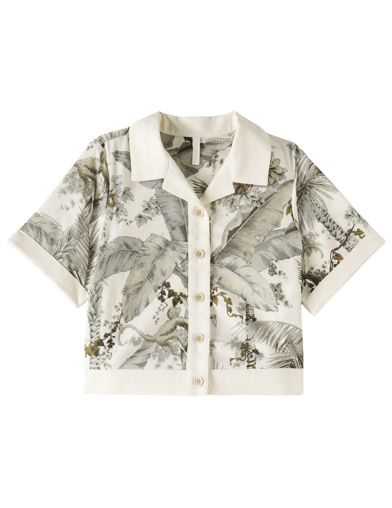 Zimmermann Wylie Kid's Relaxed Shirt in Sage Palm – short sleeve cotton shirt