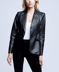 L'Agence - L'Agence Chamberlain Leather Blazer - Buy Online