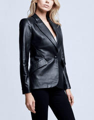 L'Agence - L'Agence Chamberlain Leather Blazer - Buy Online