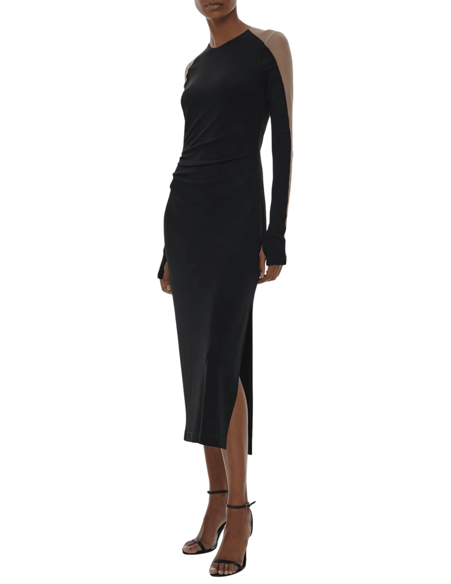 Helmut Lang - Helmut Lang Sheer Sleeve Midi Dress - Buy Online