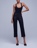 L'Agence Wanda High Rise Cropped Wide Leg Coated Jean