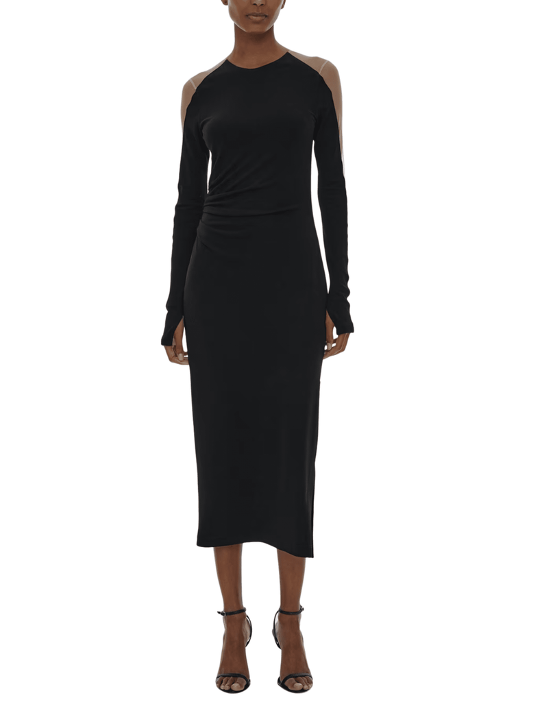 Helmut Lang Sheer Sleeve Midi Dress