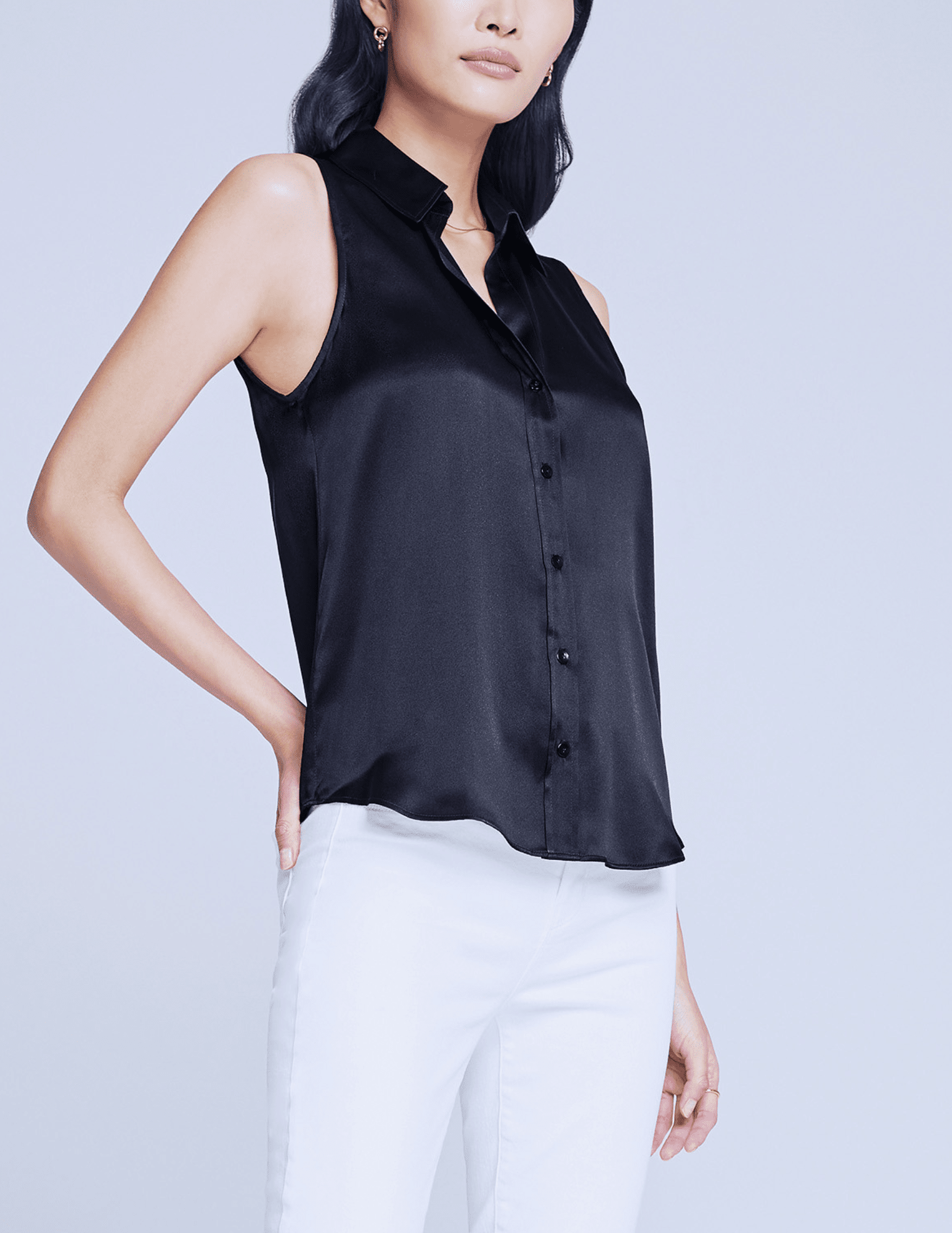 L'AGENCE Emmy Sleeveless Blouse in Black L'AGENCE Emmy Sleeveless Blouse in Black