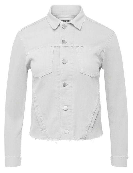 L'Agence Janelle Slim Raw Jacket in Blanc