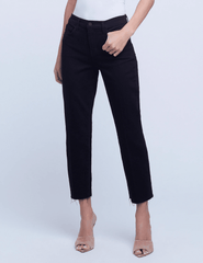 Model wearing L’Agence Sada High-Rise Cropped Slim Jeans Black – cropped slim fit high waist jeans